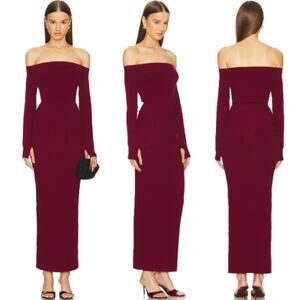Michael Costello x REVOLVE | NWT Off Shoulder Bodycon Maxi Dress in Maroon XS